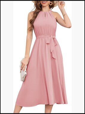 Halter Chiffon Maxi Dress Formal Wedding Cocktail Bridesmaid Prom